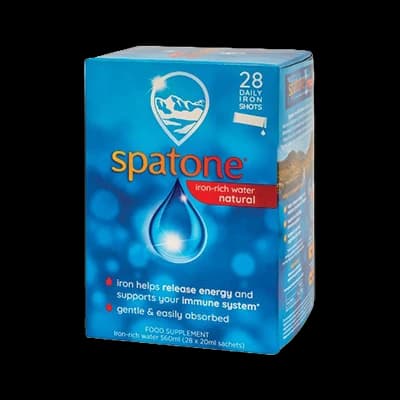 Spatone Iron-Rich Water Natural packaging which is available to order online from NowPatient with next day delivery