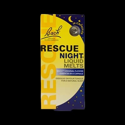 Rescue Night Liquid Melts packaging which is available to order online from NowPatient with next day delivery