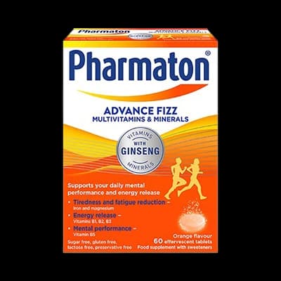 Pharmaton Advance Fizz Multivitamins and Minerals packaging which is available to order online from NowPatient with next day delivery