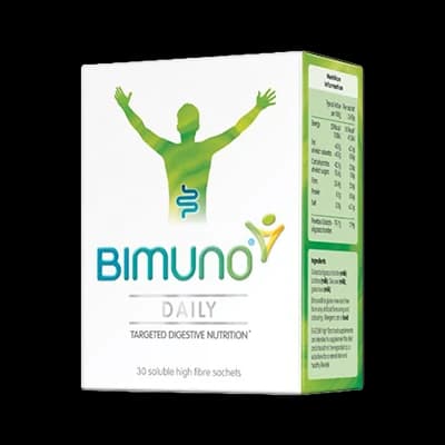 Bimuno Daily packaging which is available to order online from NowPatient with next day delivery