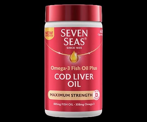 Seven Seas Omega-3 Fish Oil plus Cod Liver Oil Maximum Strength Capsules