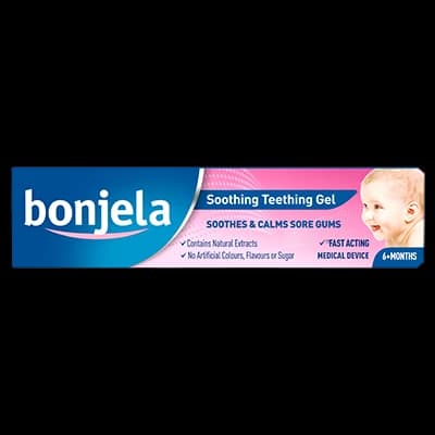 Bonjela Soothing Teething Gel packaging which is available to order online from NowPatient with next day delivery