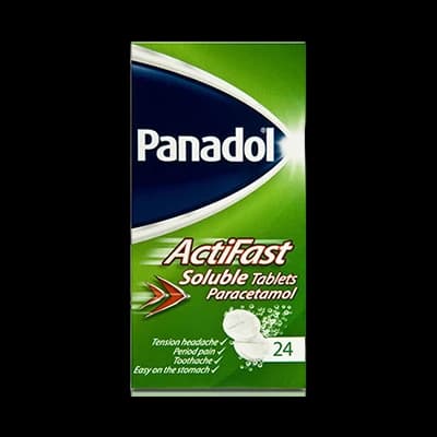 Panadol Actifast Soluble Tablets packaging which is available to order online from NowPatient with next day delivery