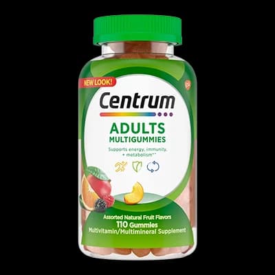 Centrum MultiGummies for Adults packaging which is available to order online from NowPatient with next day delivery