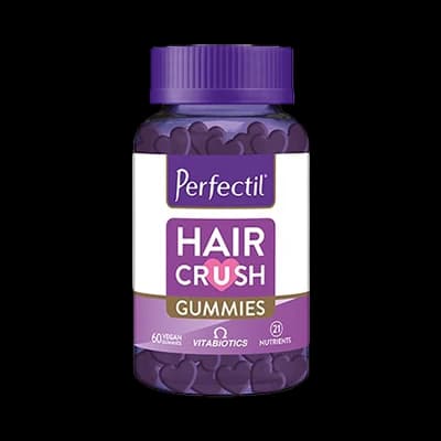 Perfectil Hair Crush Gummies packaging which is available to order online from NowPatient with next day delivery