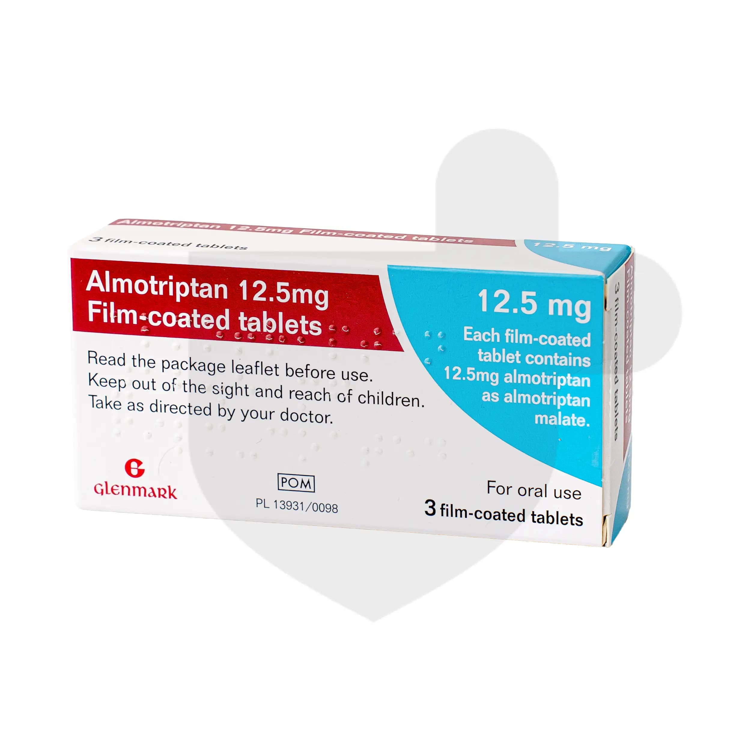 Almotriptan packaging which is available to order online from NowPatient with free next day delivery