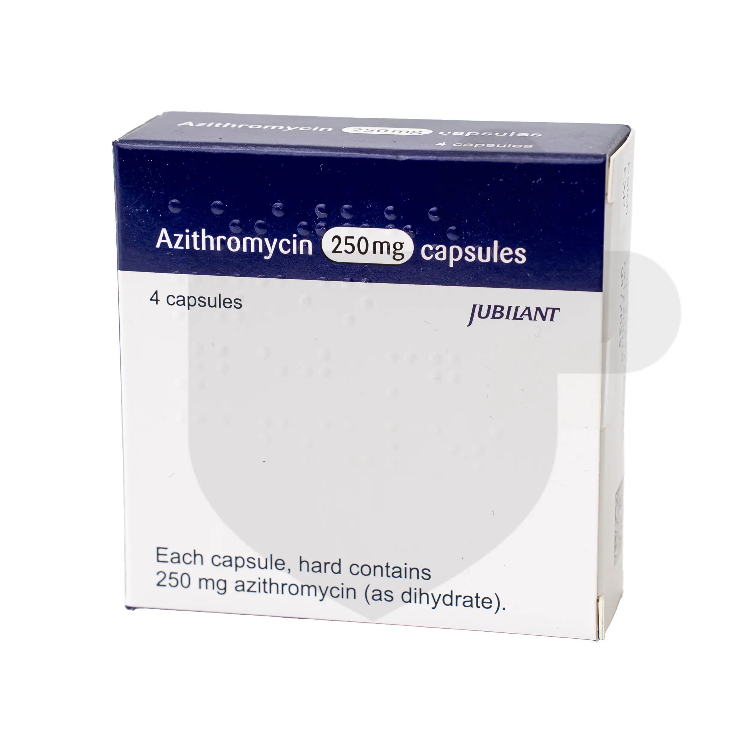 Azithromycin packaging which is available to order online from NowPatient with free next day delivery