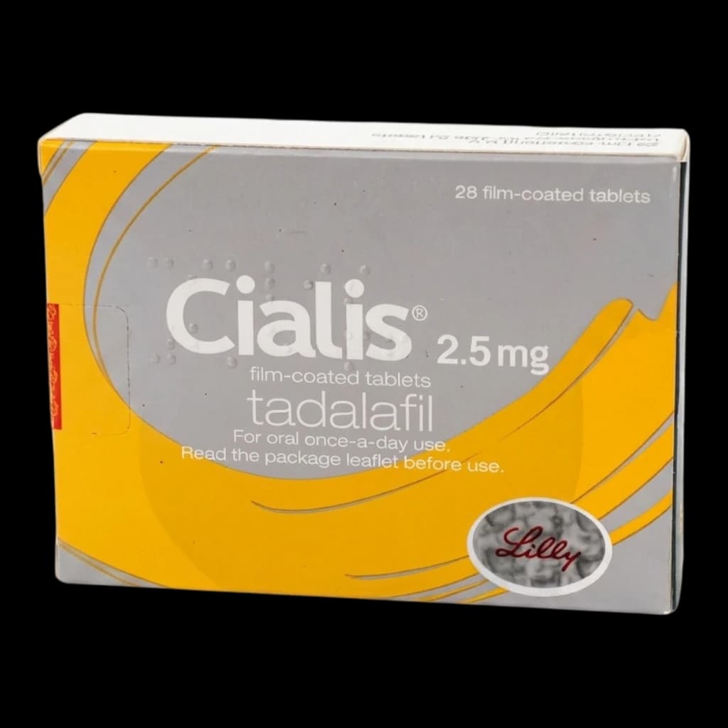 A box of Cialis tablets on a white background.