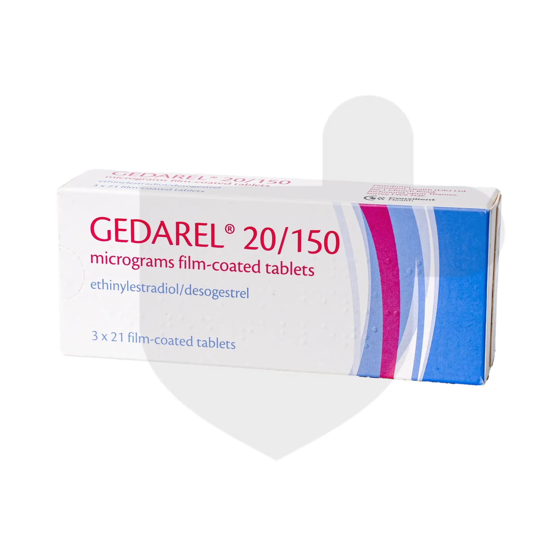 Gedarel 20/150 packaging which is available to order online from NowPatient with free next day delivery