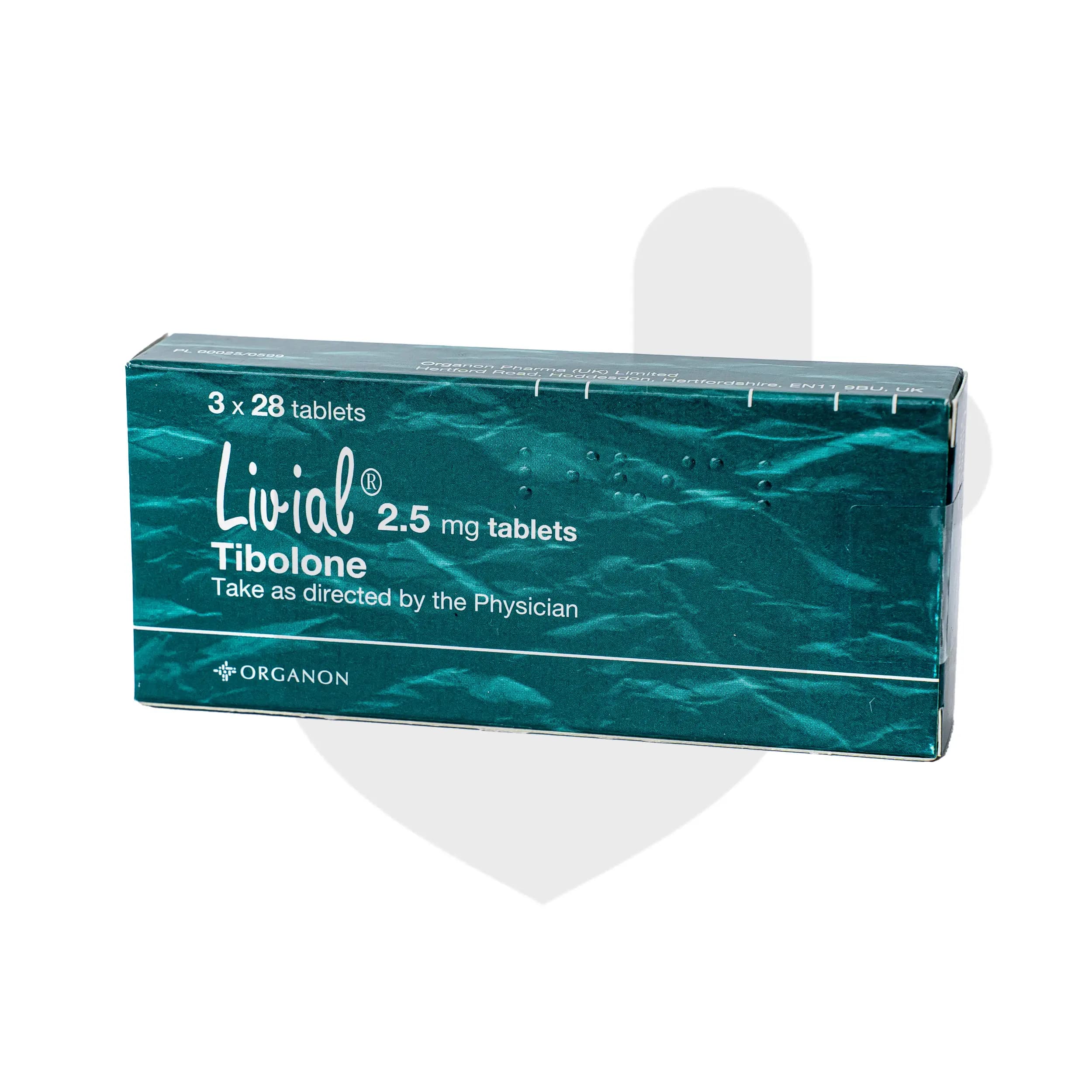 Livial packaging which is available to order online from NowPatient with free next day delivery