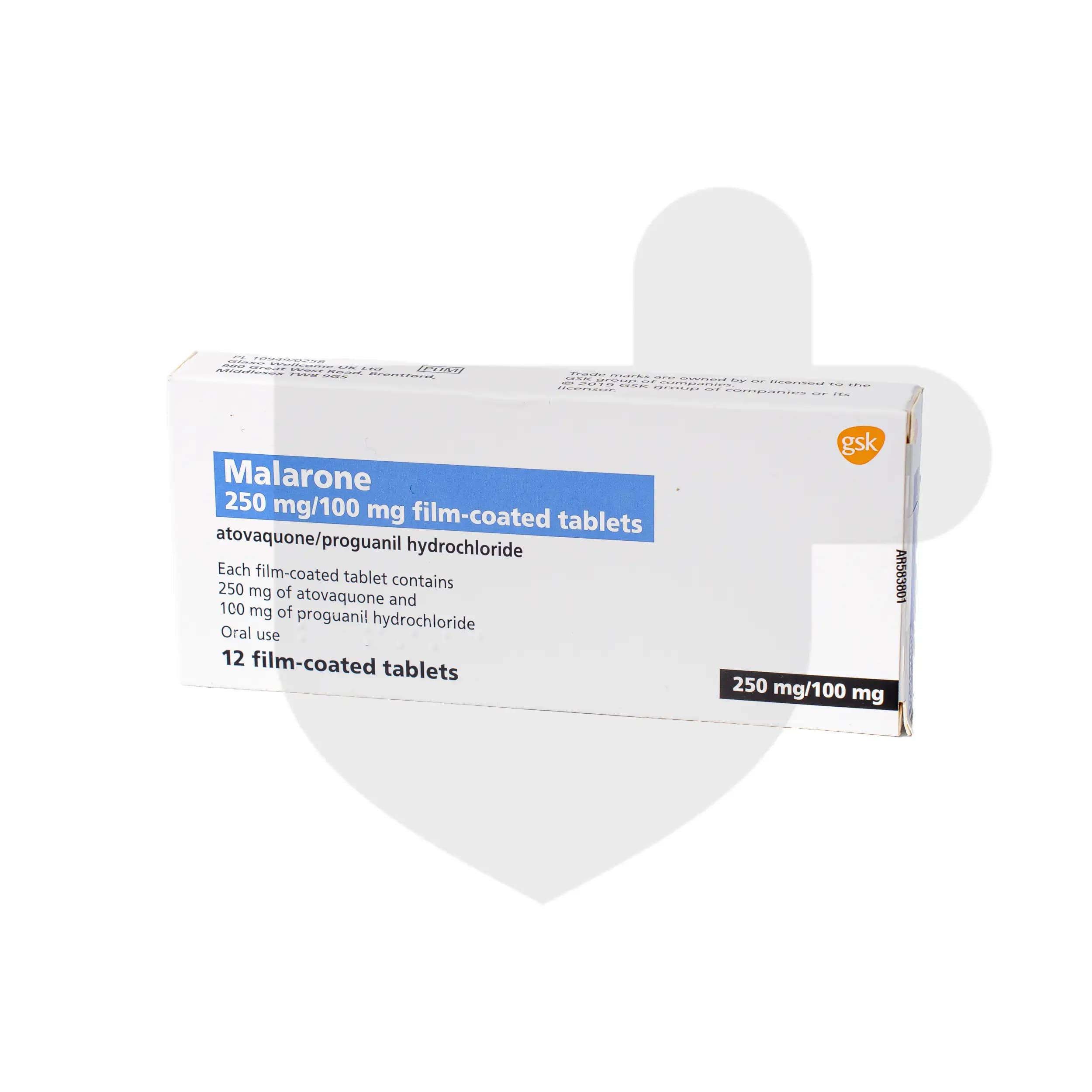 Malarone packaging which is available to order online from NowPatient with free next day delivery