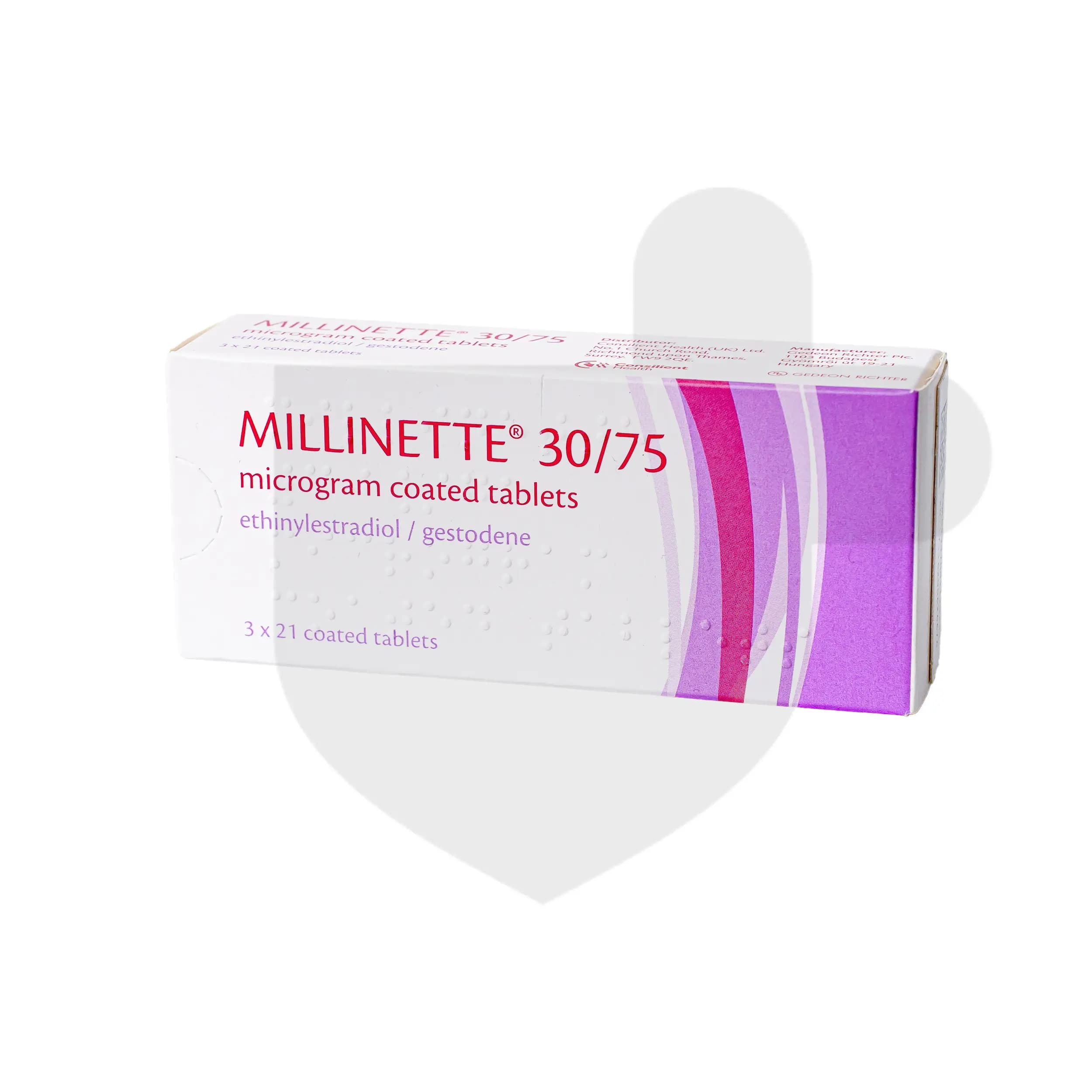 Millinette 30/75 packaging which is available to order online from NowPatient with free next day delivery