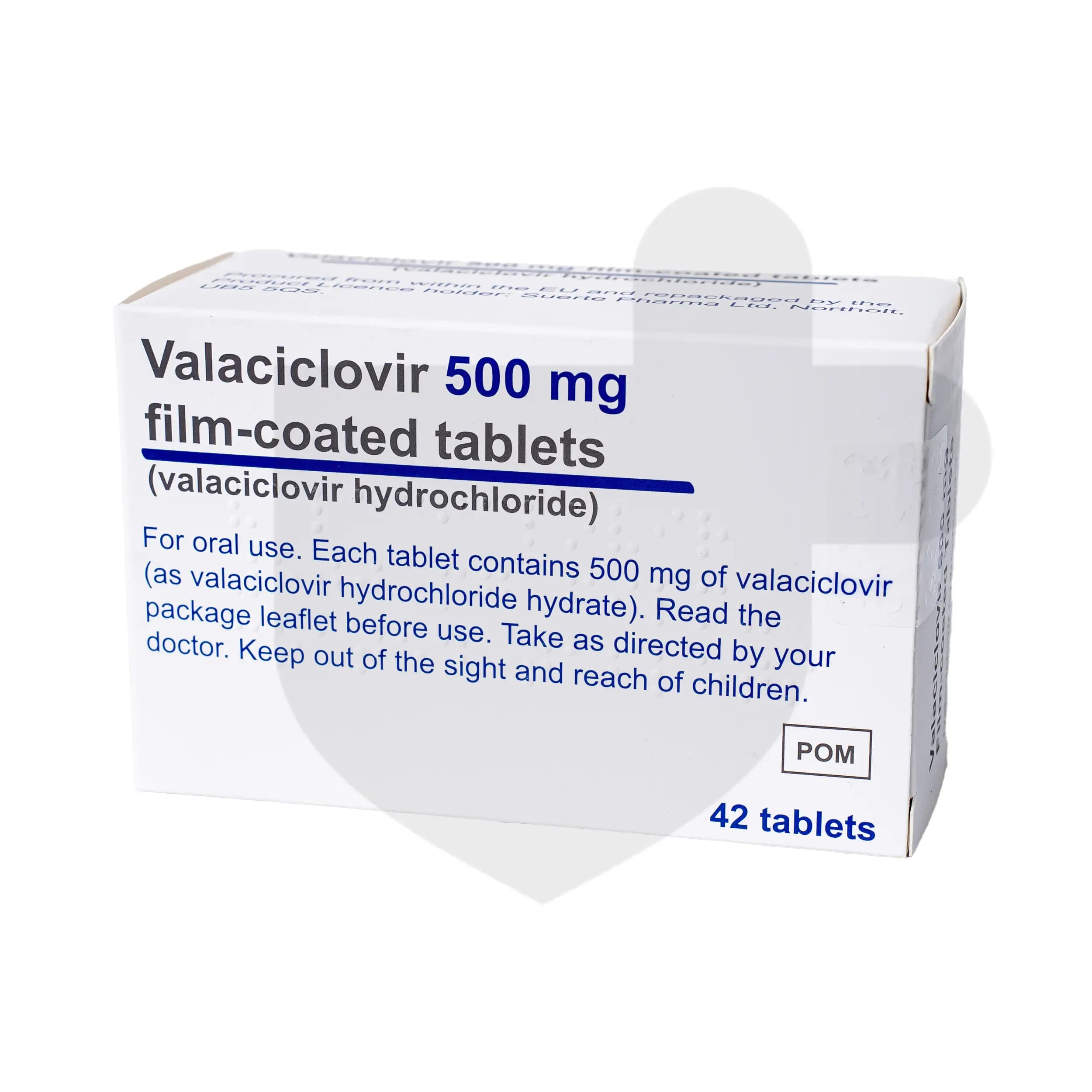 Valaciclovir packaging which is available to order online from NowPatient with free next day delivery