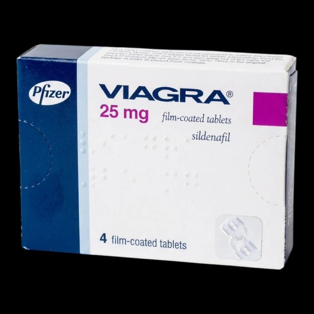 A box of Viagra tablets on a white background.