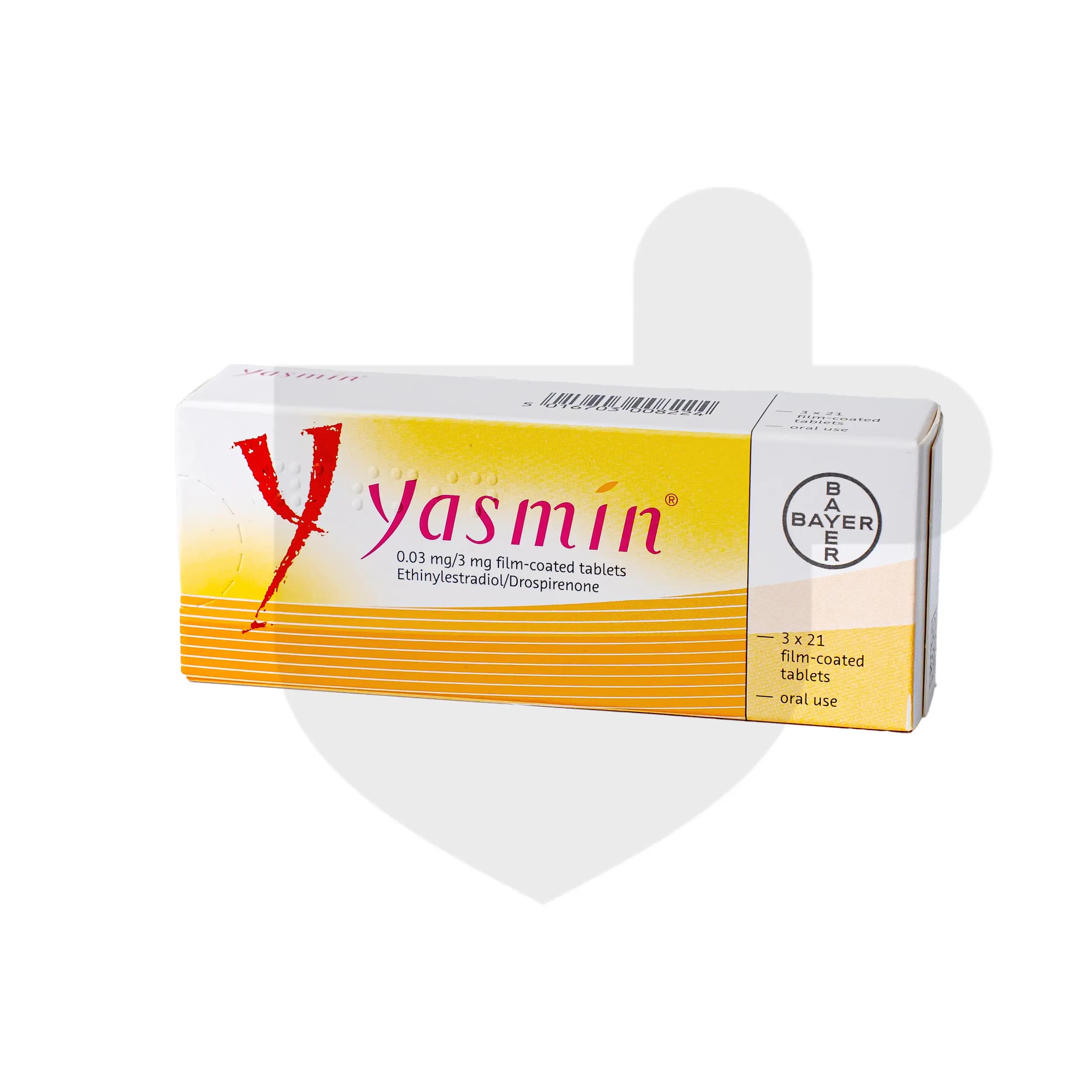 Yasmin packaging which is available to order online from NowPatient with free next day delivery