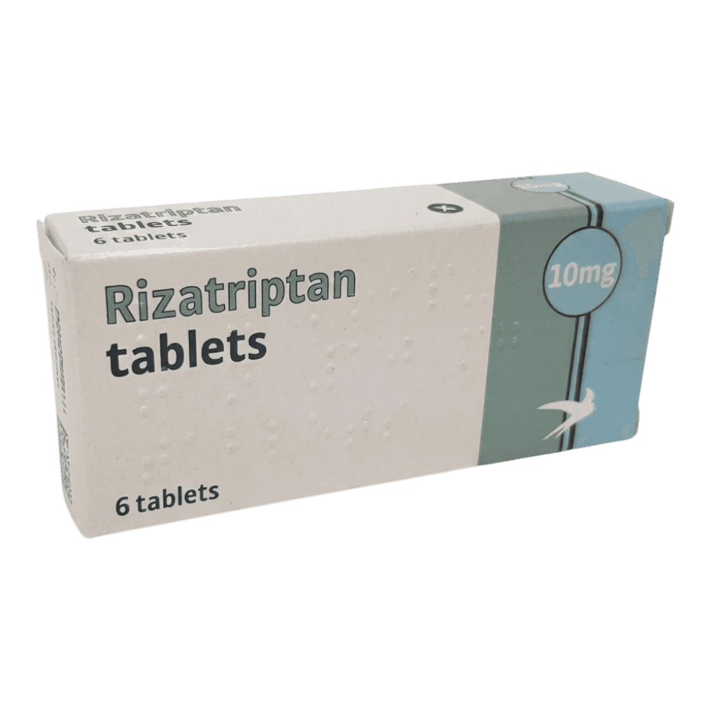 Rizatriptan packaging which is available to order online from NowPatient with free next day delivery