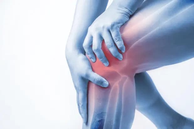 Knee highlighted red showing where the pain is