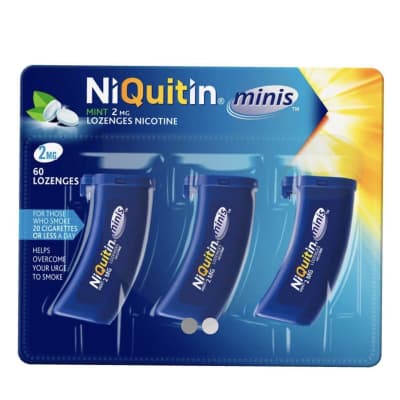 NiQuitin Minis Mint 2mg lozenges for quitting smoking
