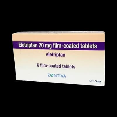 Eletriptan packaging which is available to order online from NowPatient with free next day delivery