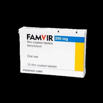 Famvir packaging which is available to order online from NowPatient with free next day delivery