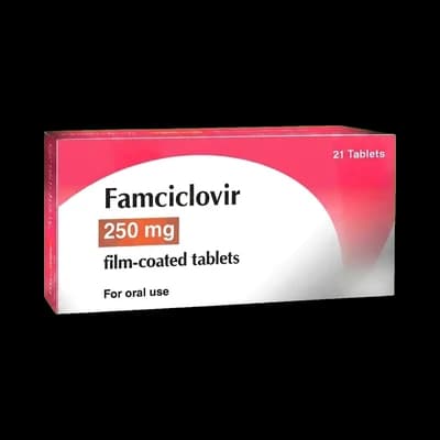 Famciclovir packaging which is available to order online from NowPatient with free next day delivery
