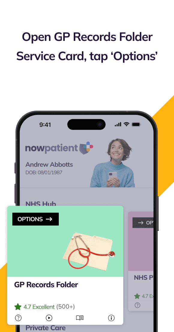An image showing the UI GP Records Folder card on the NowPatient dashboard