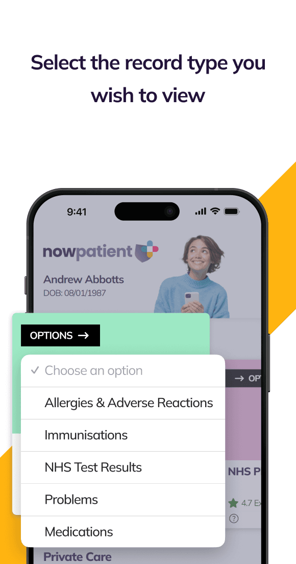 An image showing a select field of different GP records folder options