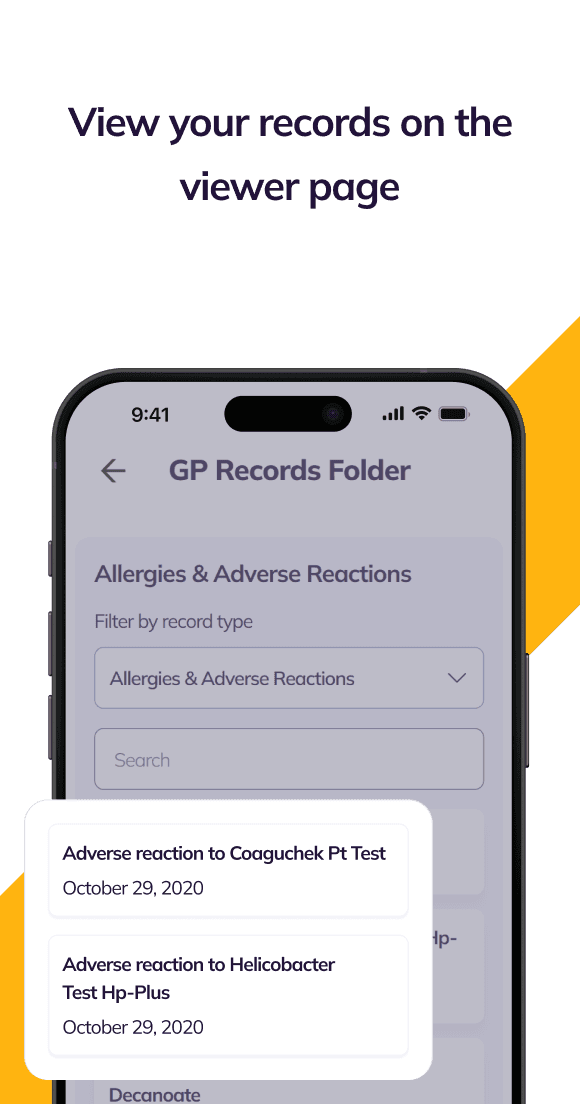 An image of some example data on the GP Records Folder page