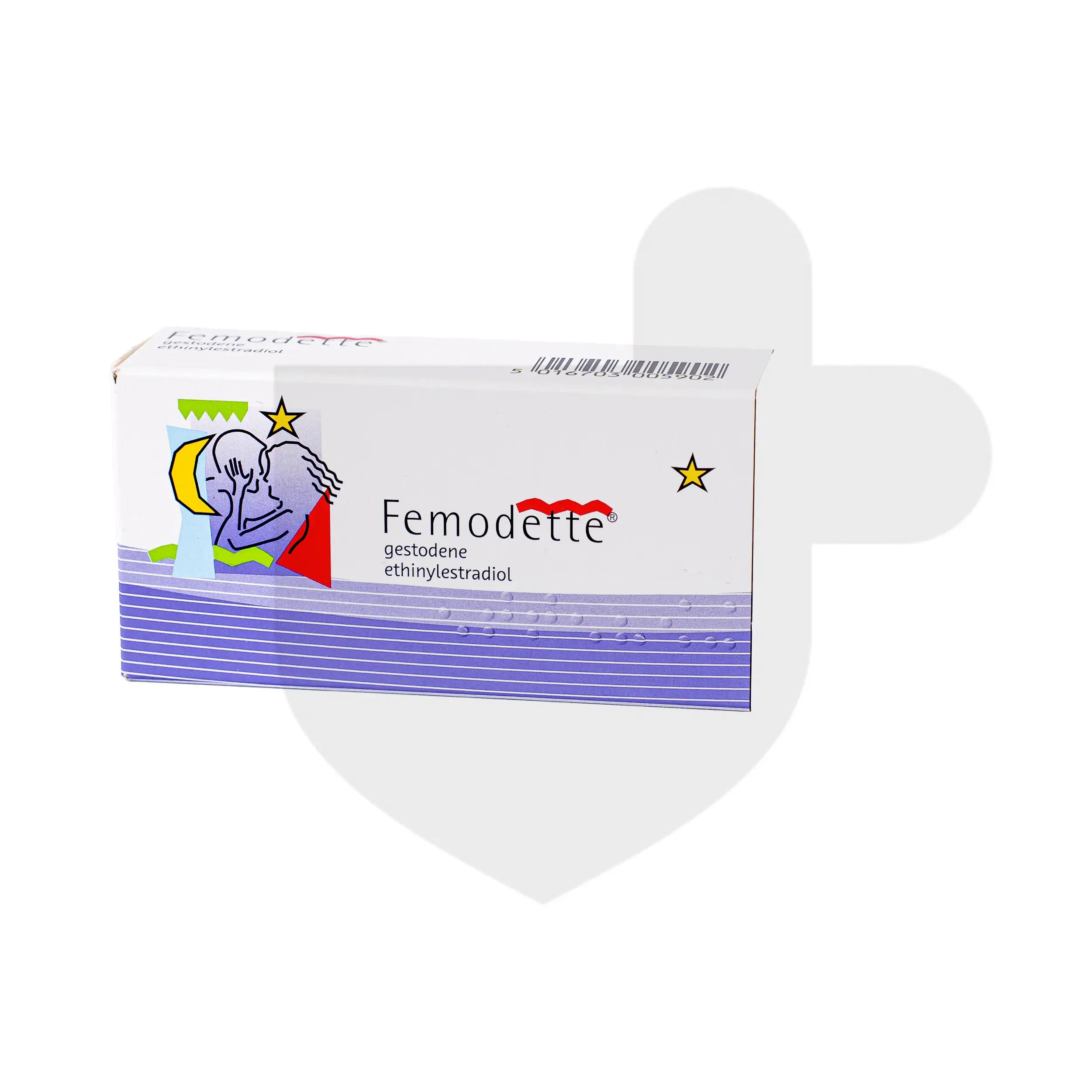 A box of Femodette with a blue box.