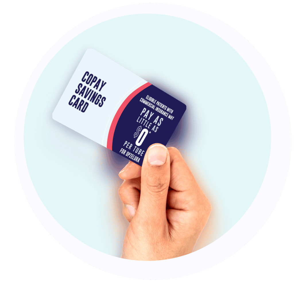 A hand holding a co-pay savings card with text, "Eligible patients with commercial insurance can pay as little as $0 per dose for Dupixent.