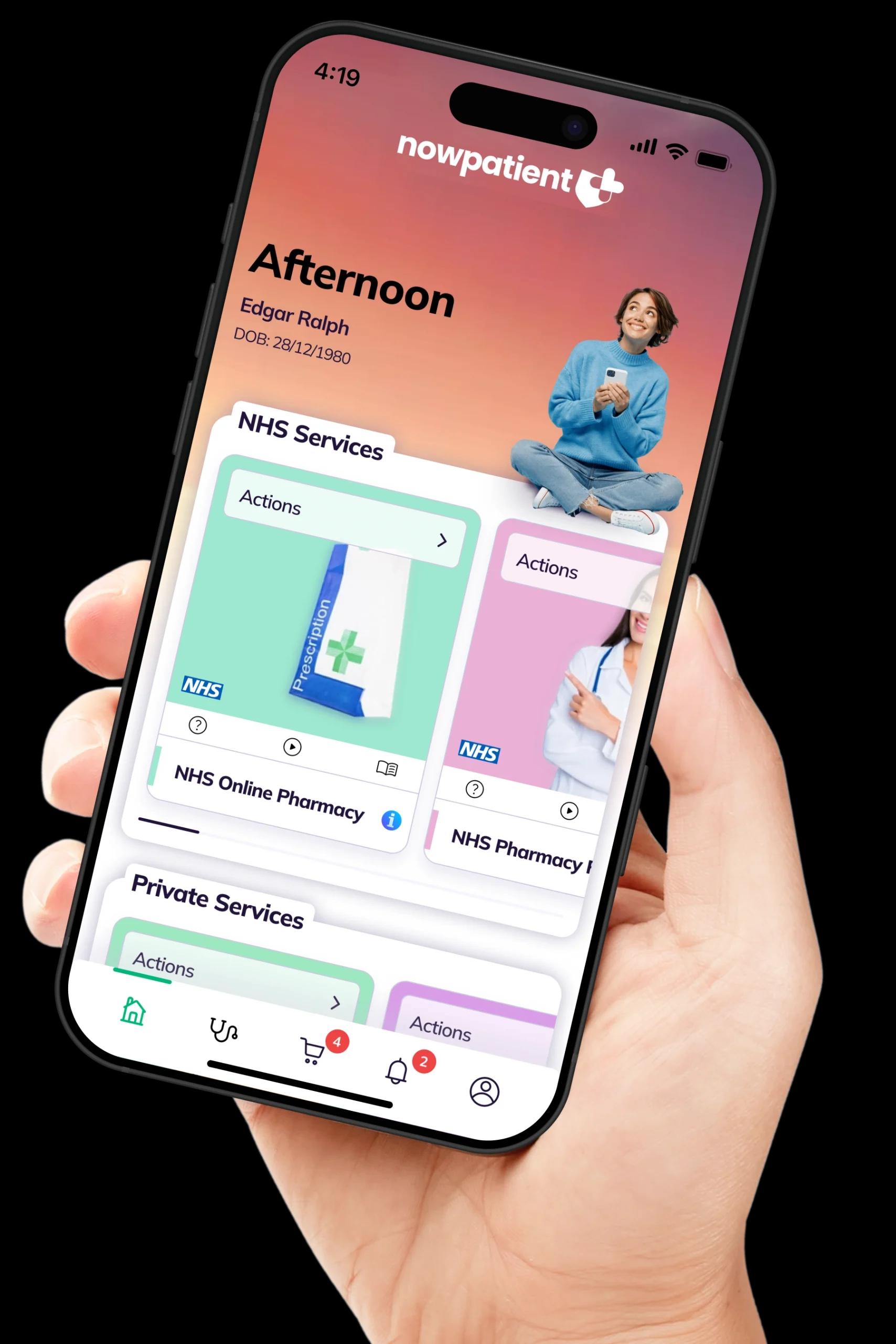 NowPatient's app dashboard