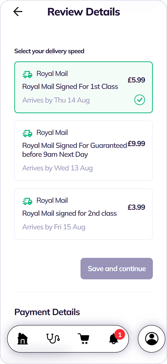 Select Delivery Method - order