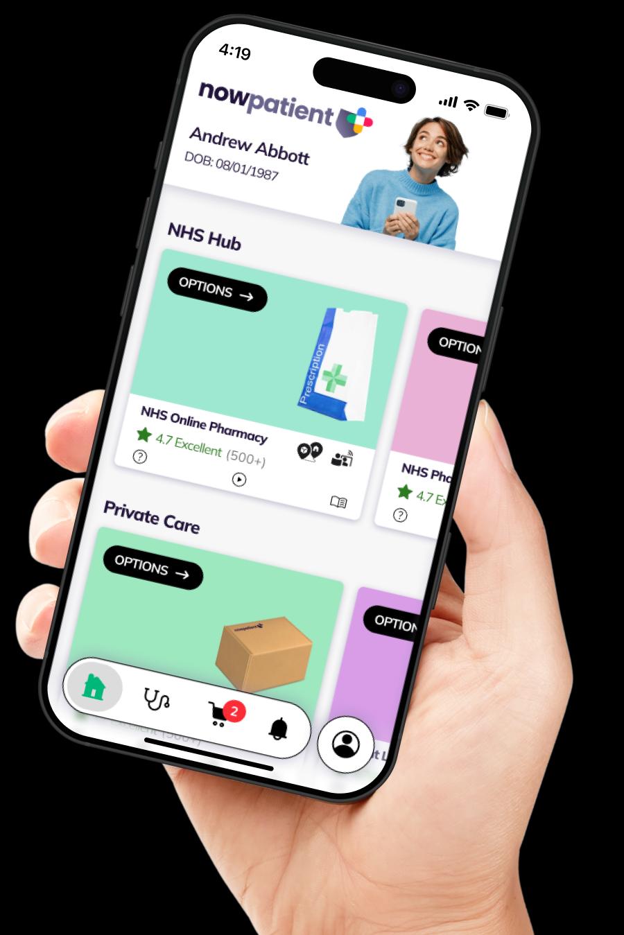 Nowpatient homepage