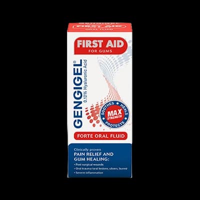 Gengigel First Aid Forte Oral Fluid packaging which is available to order online from NowPatient with next day delivery