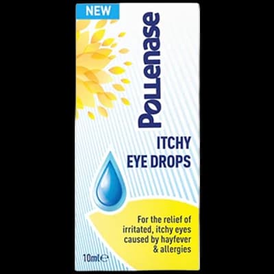 Pollenase Itchy Eye Drops packaging which is available to order online from NowPatient with next day delivery
