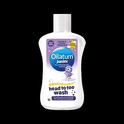 Oilatum Junior Sweet Dreamz Head to Toe Wash packaging which is available to order online from NowPatient with next day delivery