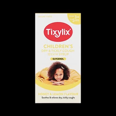 Tixylix Children’s Honey & Lemon Cough Syrup packaging which is available to order online from NowPatient with next day delivery