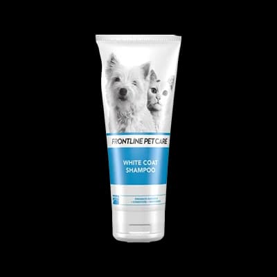 Frontline Pet Care White Coat Shampoo packaging which is available to order online from NowPatient with next day delivery