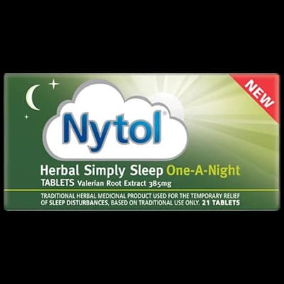 Nytol Herbal Simply Sleep One-A-Night packaging which is available to order online from NowPatient with next day delivery