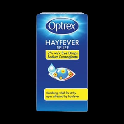 Optrex Hayfever Relief 2%w/v Eye Drops packaging which is available to order online from NowPatient with next day delivery