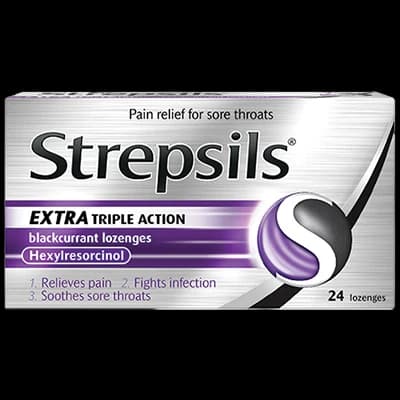 Strepsils Extra Triple Action Blackcurrant Lozenges