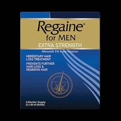 Regaine for Men Extra Strength packaging which is available to order online from NowPatient with next day delivery