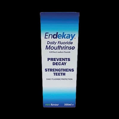 Endekay Daily Fluoride Mouthrinse packaging which is available to order online from NowPatient with next day delivery