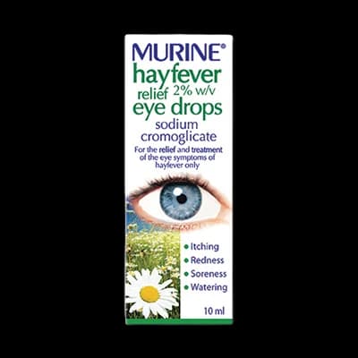 Murine Hayfever Relief 2%w/v Eye Drops packaging which is available to order online from NowPatient with next day delivery