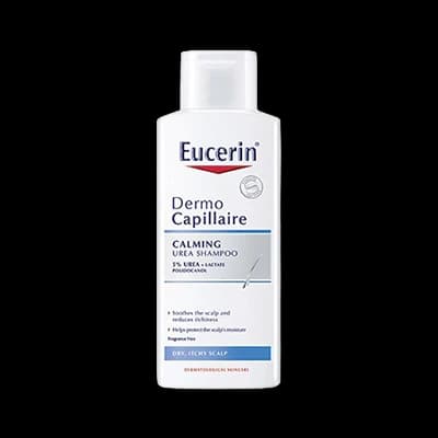 Eucerin DermoCapillaire Calming Urea Shampoo packaging which is available to order online from NowPatient with next day delivery