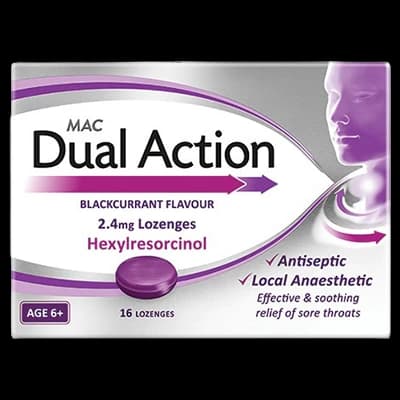 Mac Dual Action Blackcurrant Flavour 2.4mg Lozenges