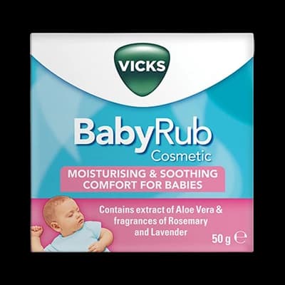 Vicks BabyRub packaging which is available to order online from NowPatient with next day delivery
