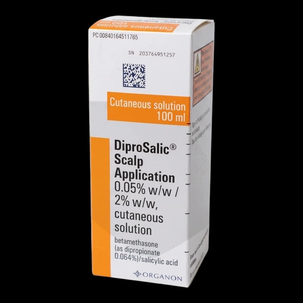 A box of Diprosalic scalp application on a white background.