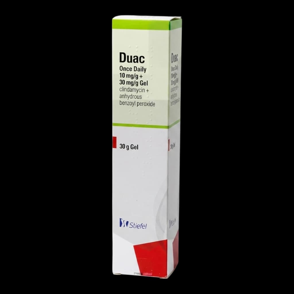 A box of Duac on a white background.