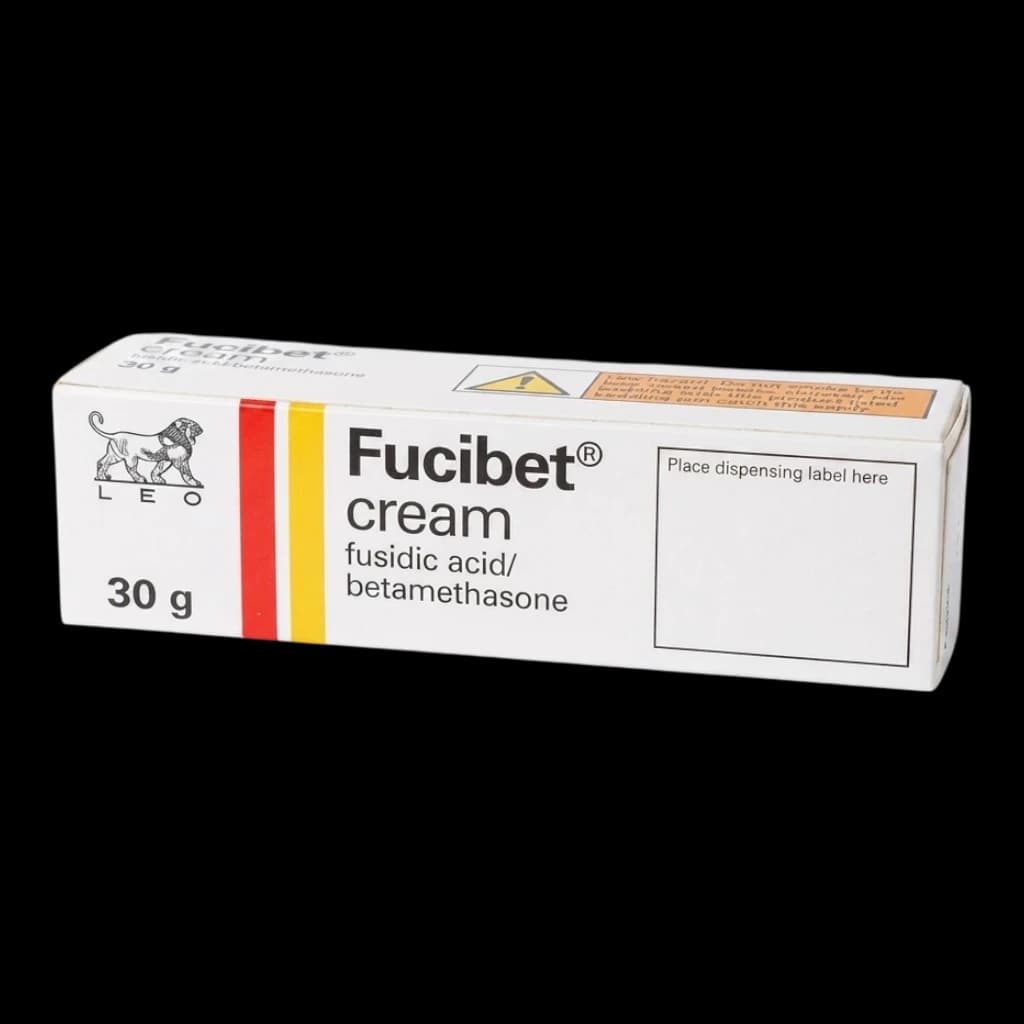 A box of Fucibet cream on a white background.